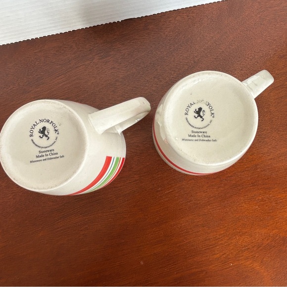 Royal Norfolk Coffee Mug Retro Striped Design Multi-colour Set of 2 - Picture 8 of 10